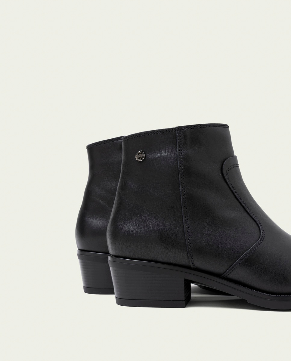 Botines de mujer de piel con cremallera - Porronet - Negro Negro-5