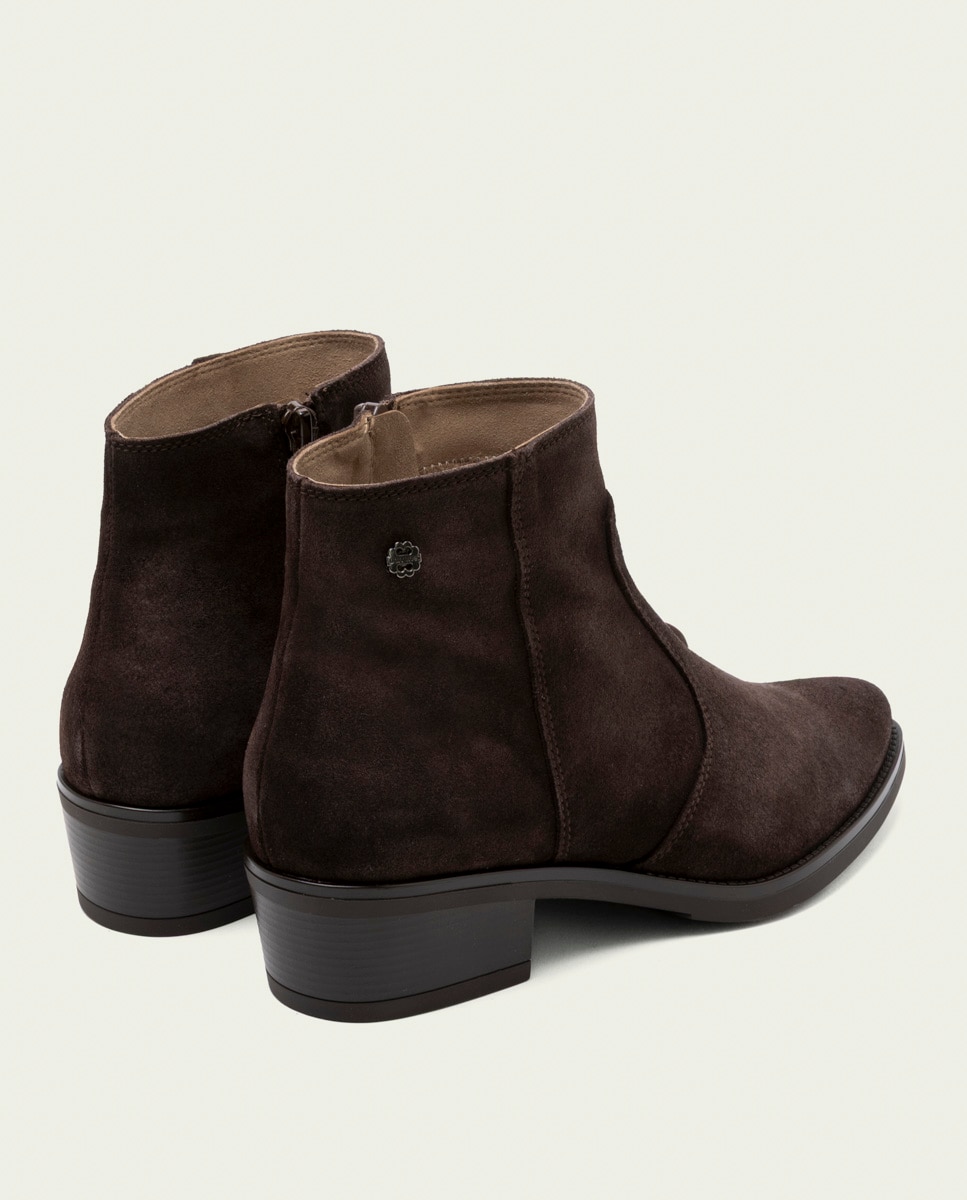 Botines de mujer de serraje con cremallera - Porronet - Moka Moka-2
