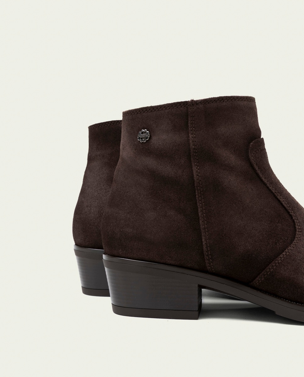 Botines de mujer de serraje con cremallera - Porronet - Moka Moka-5