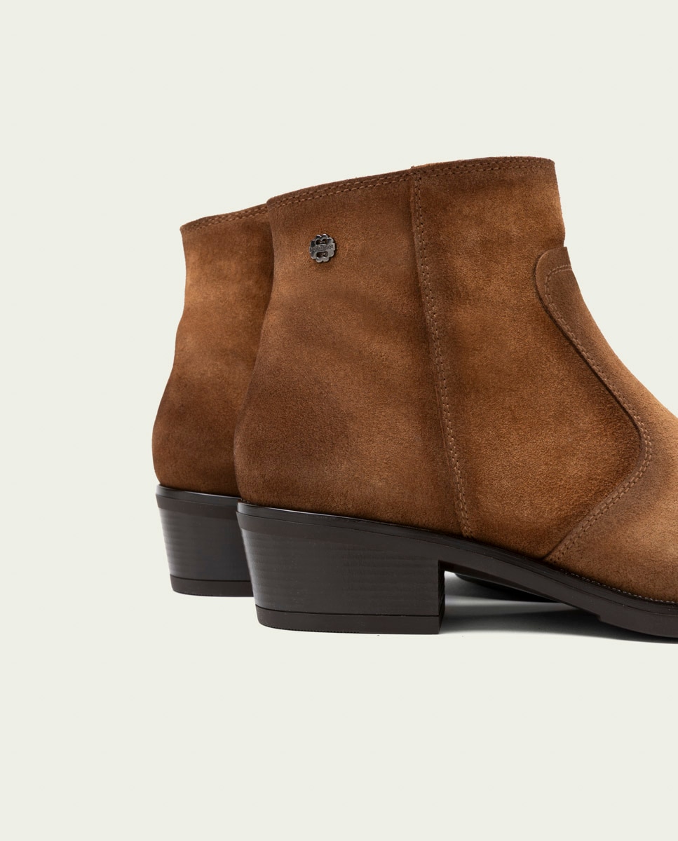 Botines de mujer de serraje con cremallera - Porronet - Cuero Cuero-5