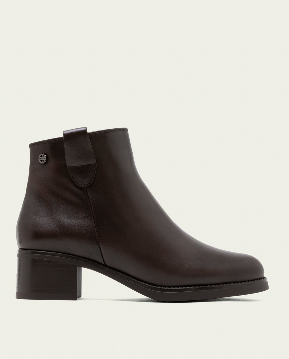 Botines de mujer de piel con cremallera - Porronet - Moka Moka-1