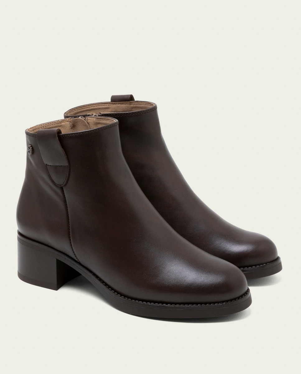 Botines de mujer de piel con cremallera - Porronet - Moka Moka-3