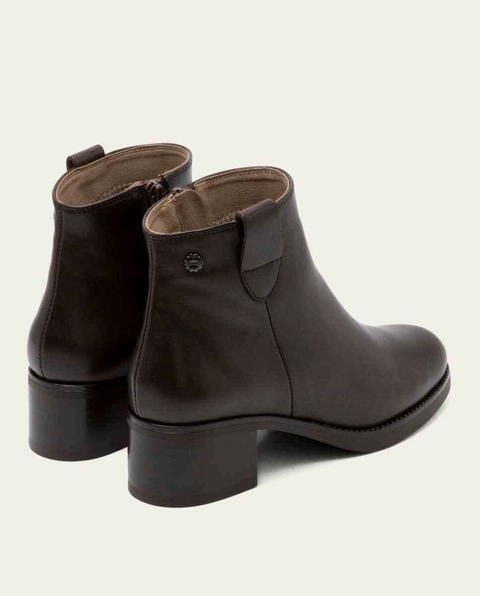 Botines de mujer de piel con cremallera - Porronet - Moka Moka-2