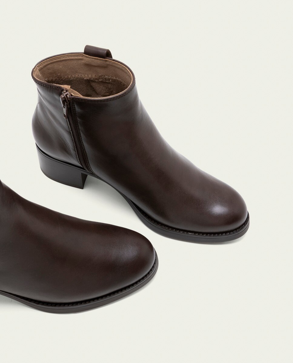 Botines de mujer de piel con cremallera - Porronet - Moka Moka-4