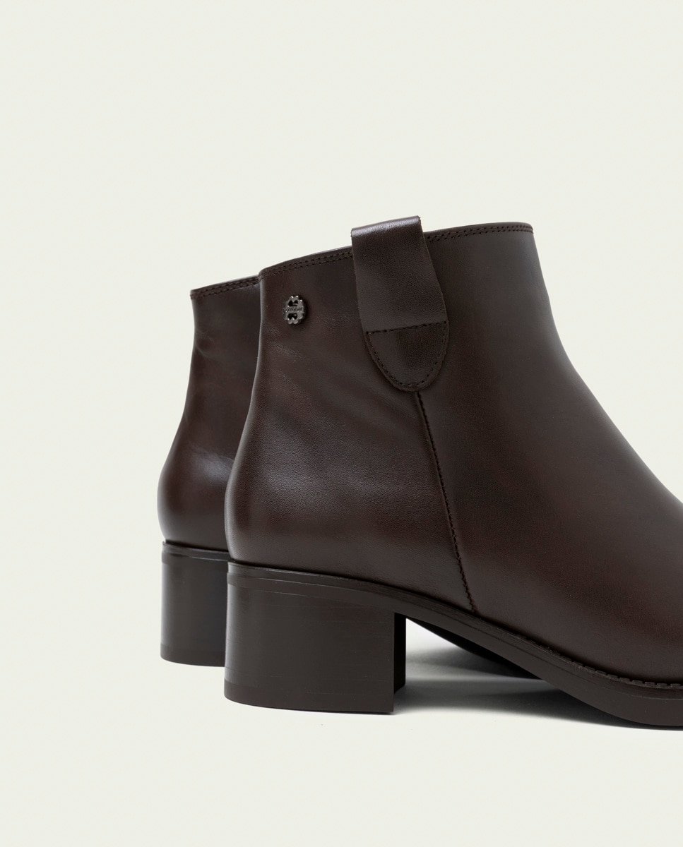 Botines de mujer de piel con cremallera - Porronet - Moka Moka-5
