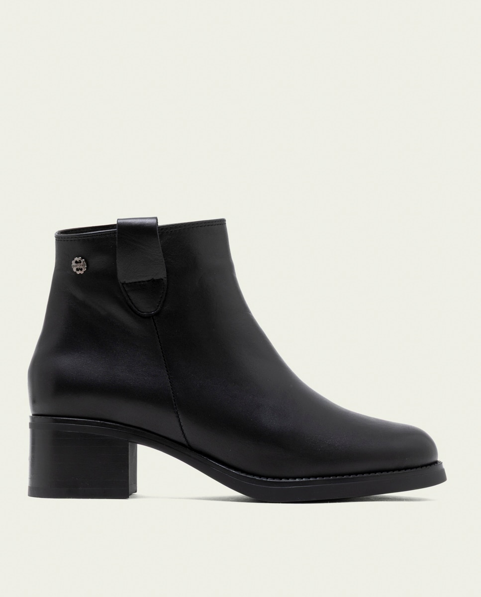 Botines de mujer de piel con cremallera - Porronet - Negro Negro-1