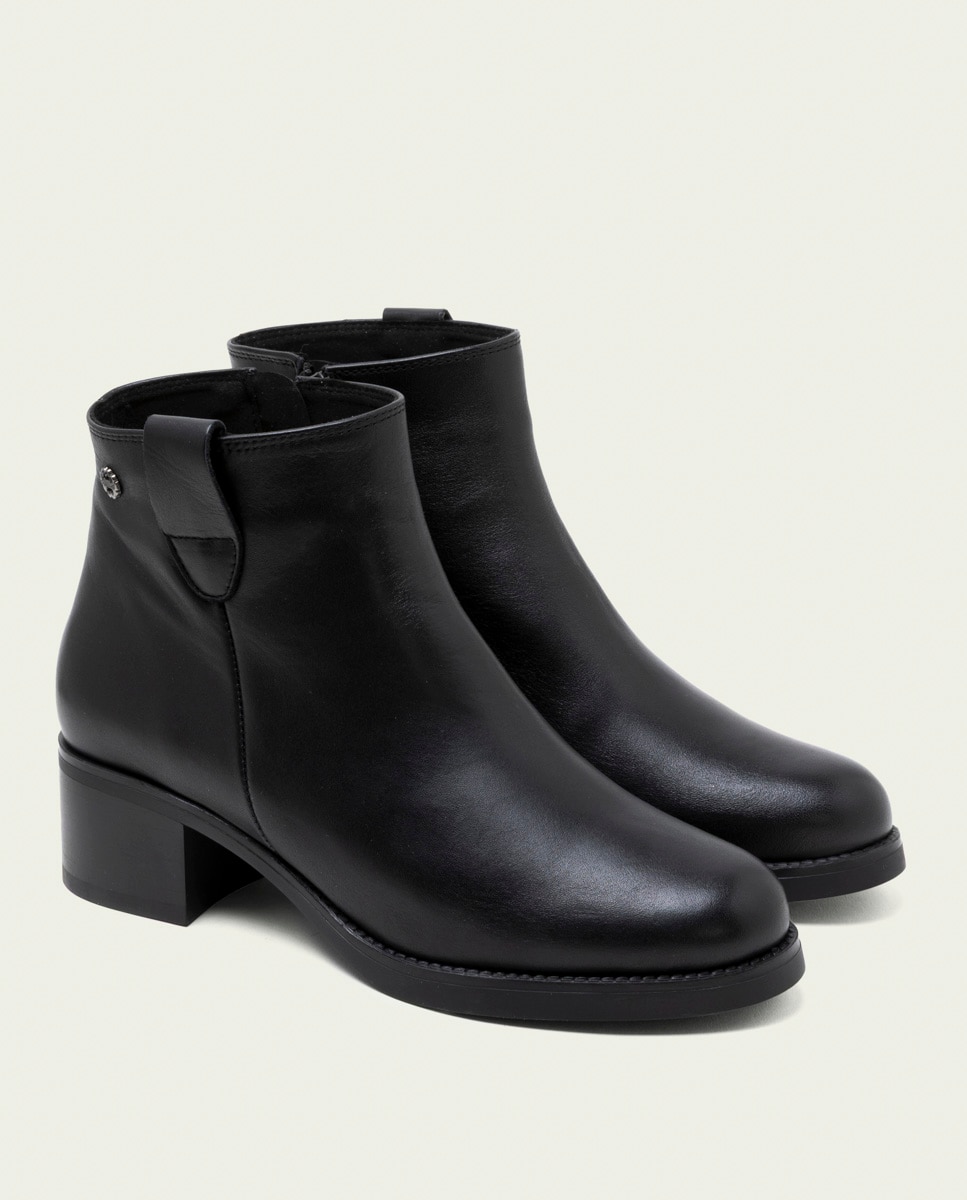 Botines de mujer de piel con cremallera - Porronet - Negro Negro-3