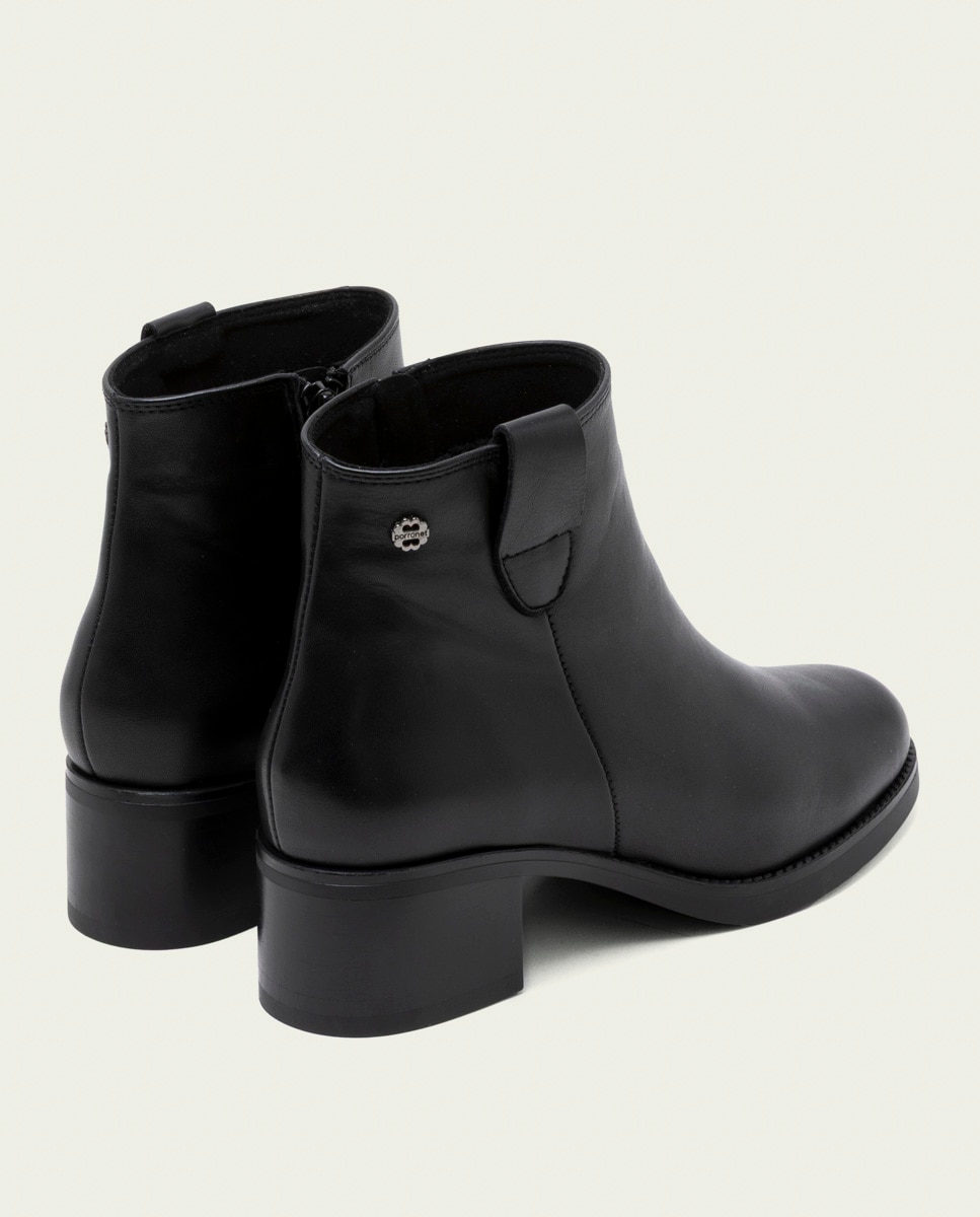 Botines de mujer de piel con cremallera - Porronet - Negro Negro-2