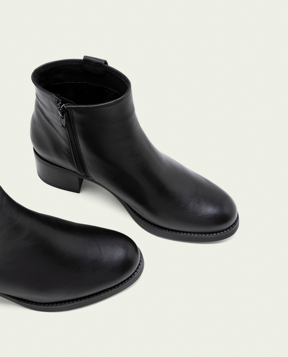 Botines de mujer de piel con cremallera - Porronet - Negro Negro-4
