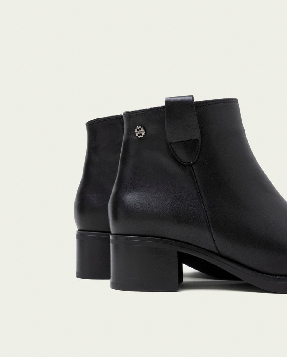 Botines de mujer de piel con cremallera - Porronet - Negro Negro-5