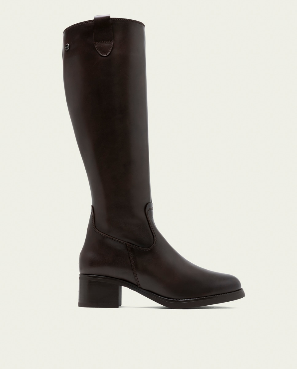 Bota de mujer de piel con cremallera - Porronet - Moka Moka-1