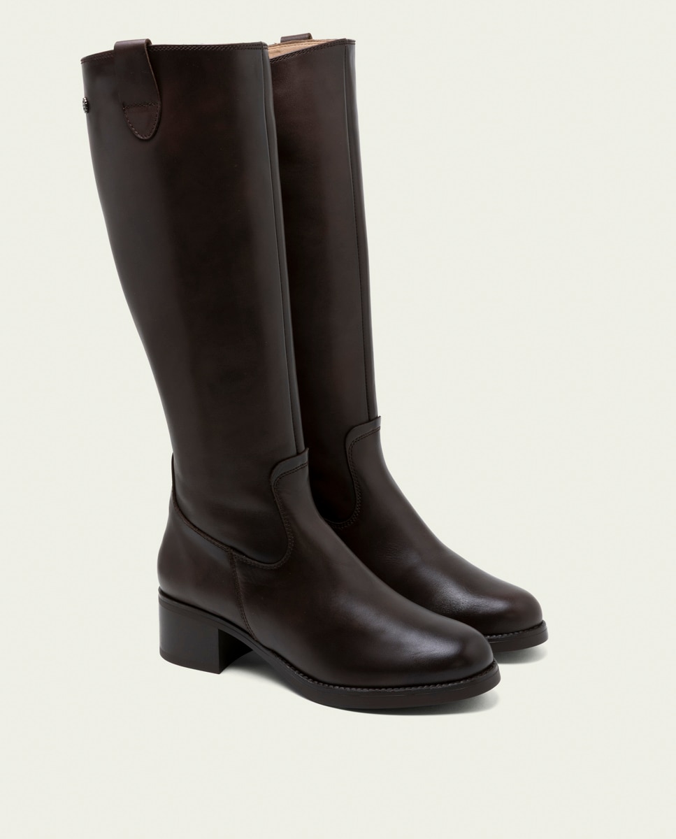 Bota de mujer de piel con cremallera - Porronet - Moka Moka-2