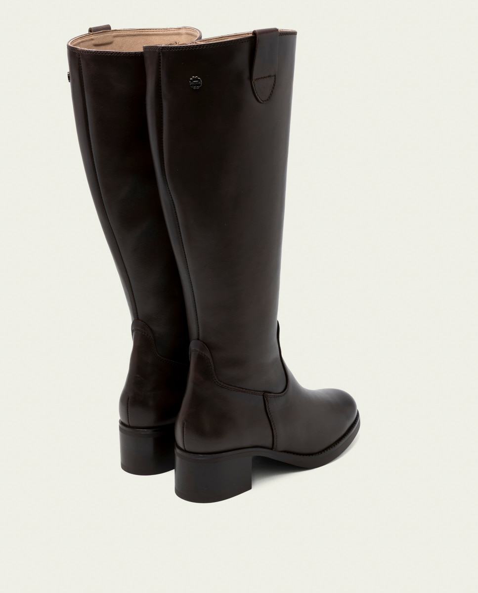 Bota de mujer de piel con cremallera - Porronet - Moka Moka-3