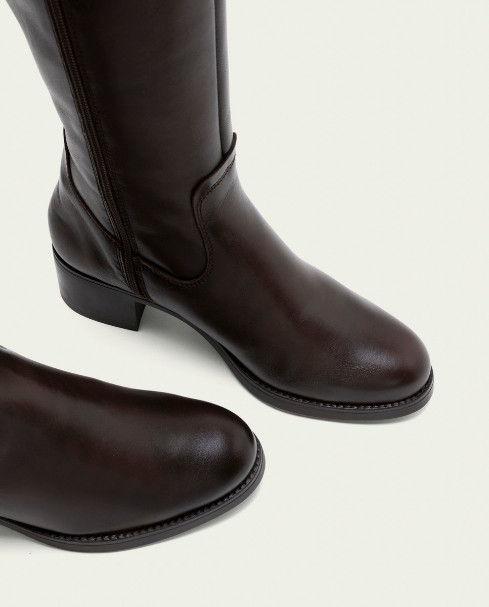 Bota de mujer de piel con cremallera - Porronet - Moka Moka-5