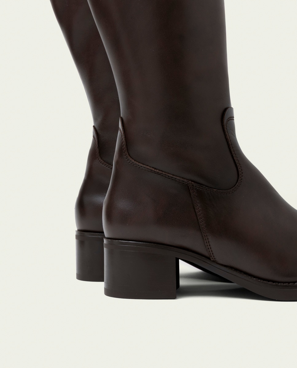 Bota de mujer de piel con cremallera - Porronet - Moka Moka-4