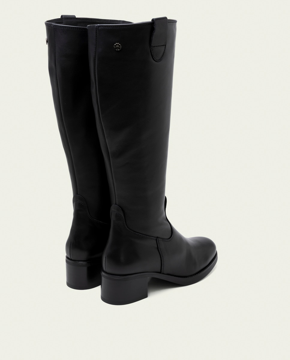 Bota de mujer de piel con cremallera - Porronet - Negro Negro-3