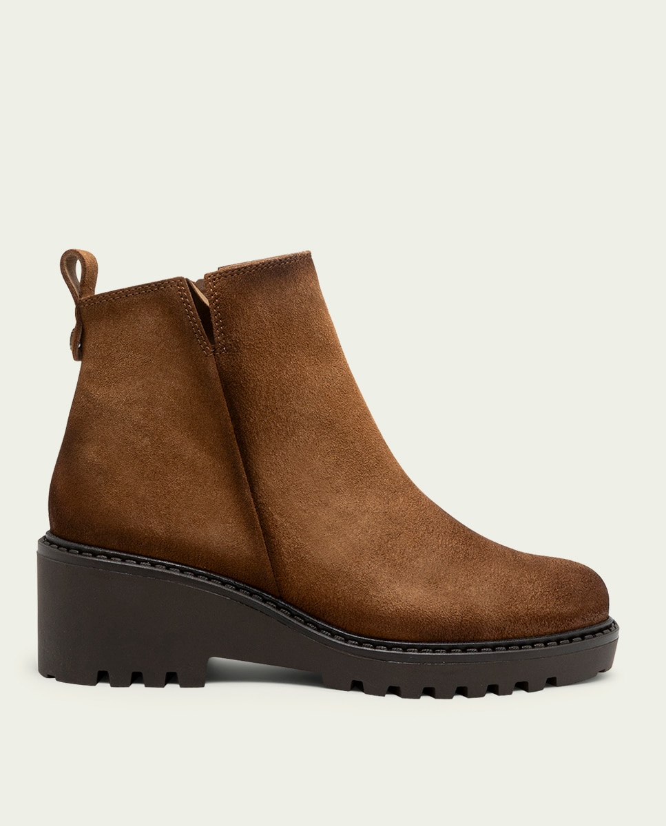 Botines de mujer de serraje con cremallera - Porronet - Cuero Cuero-1