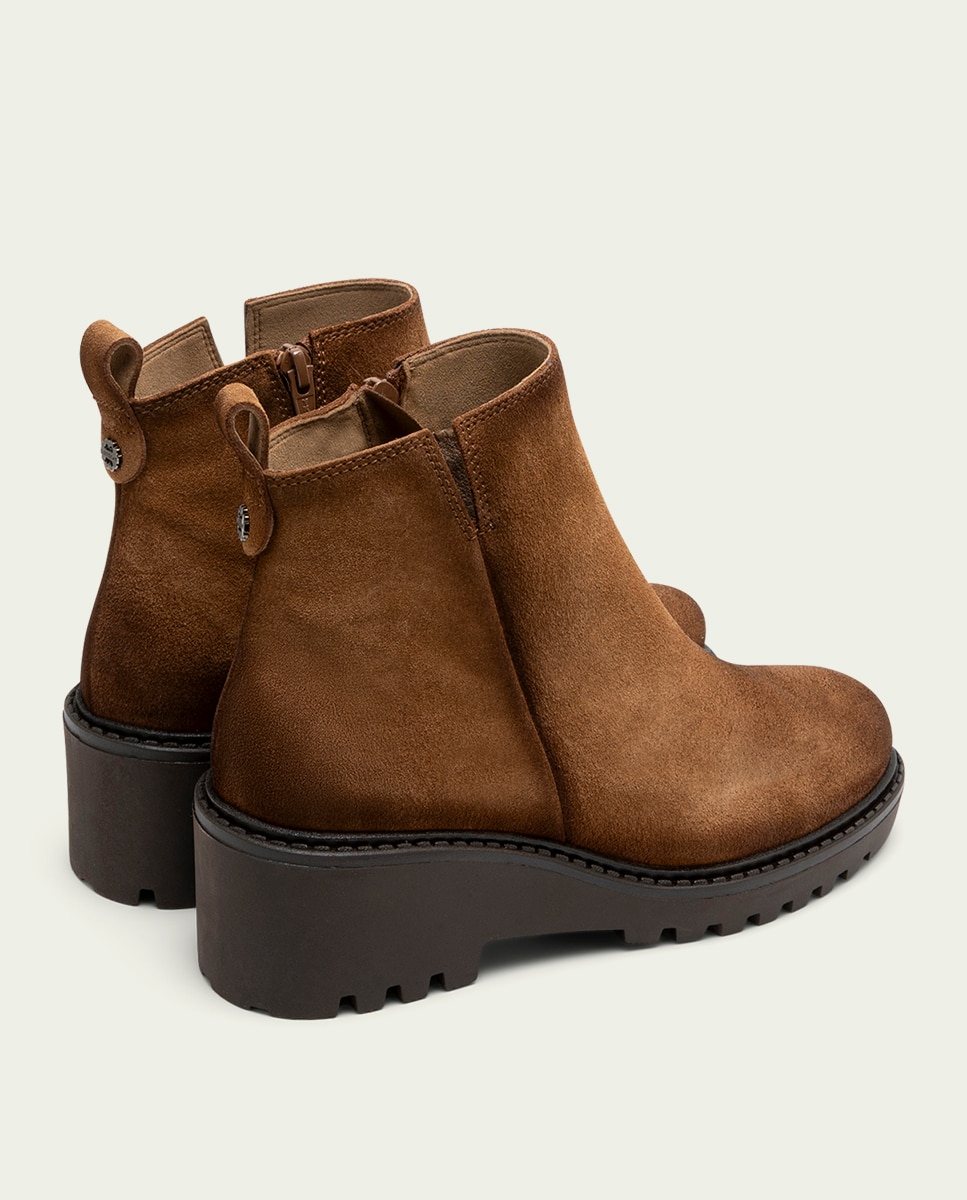 Botines de mujer de serraje con cremallera - Porronet - Cuero Cuero-2