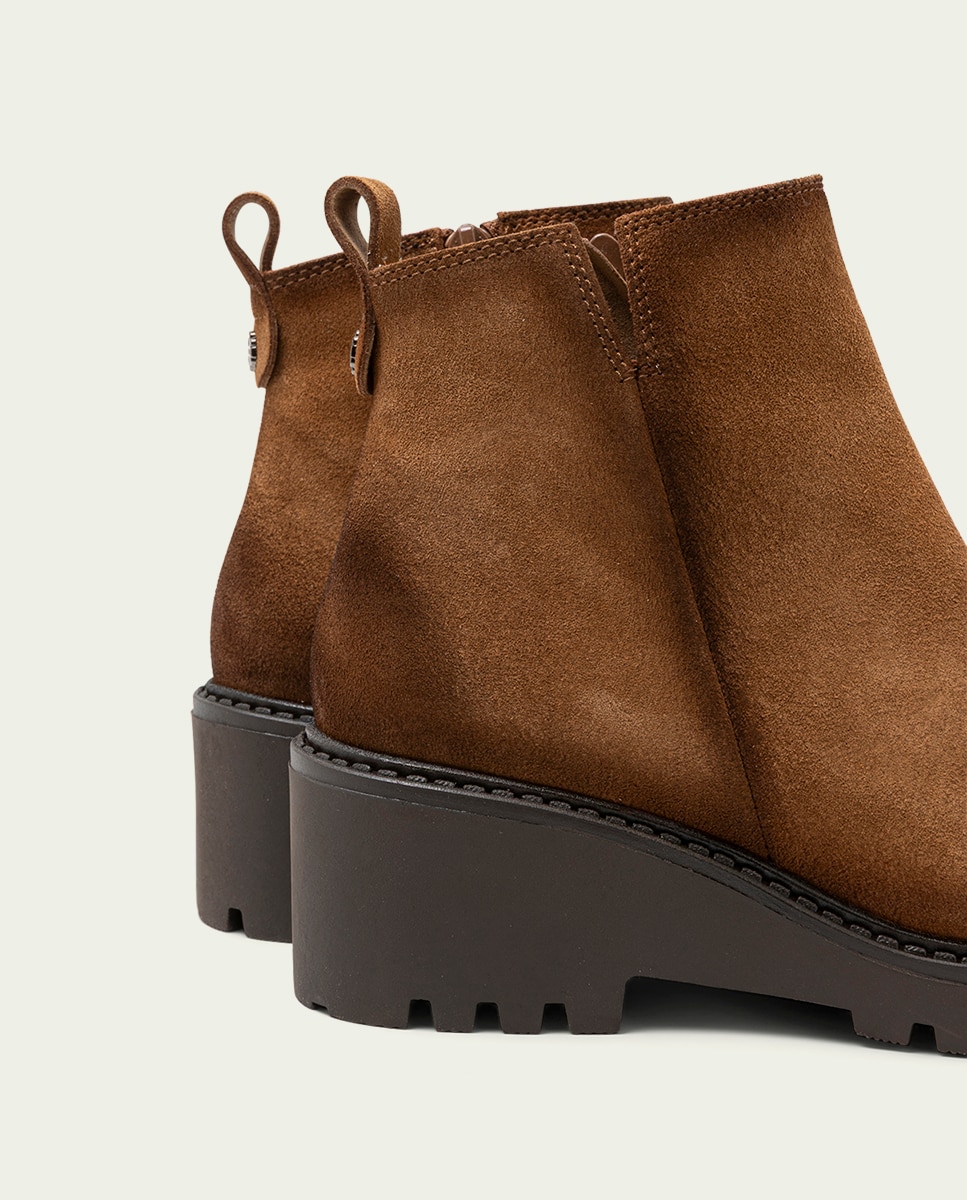 Botines de mujer de serraje con cremallera - Porronet - Cuero Cuero-5