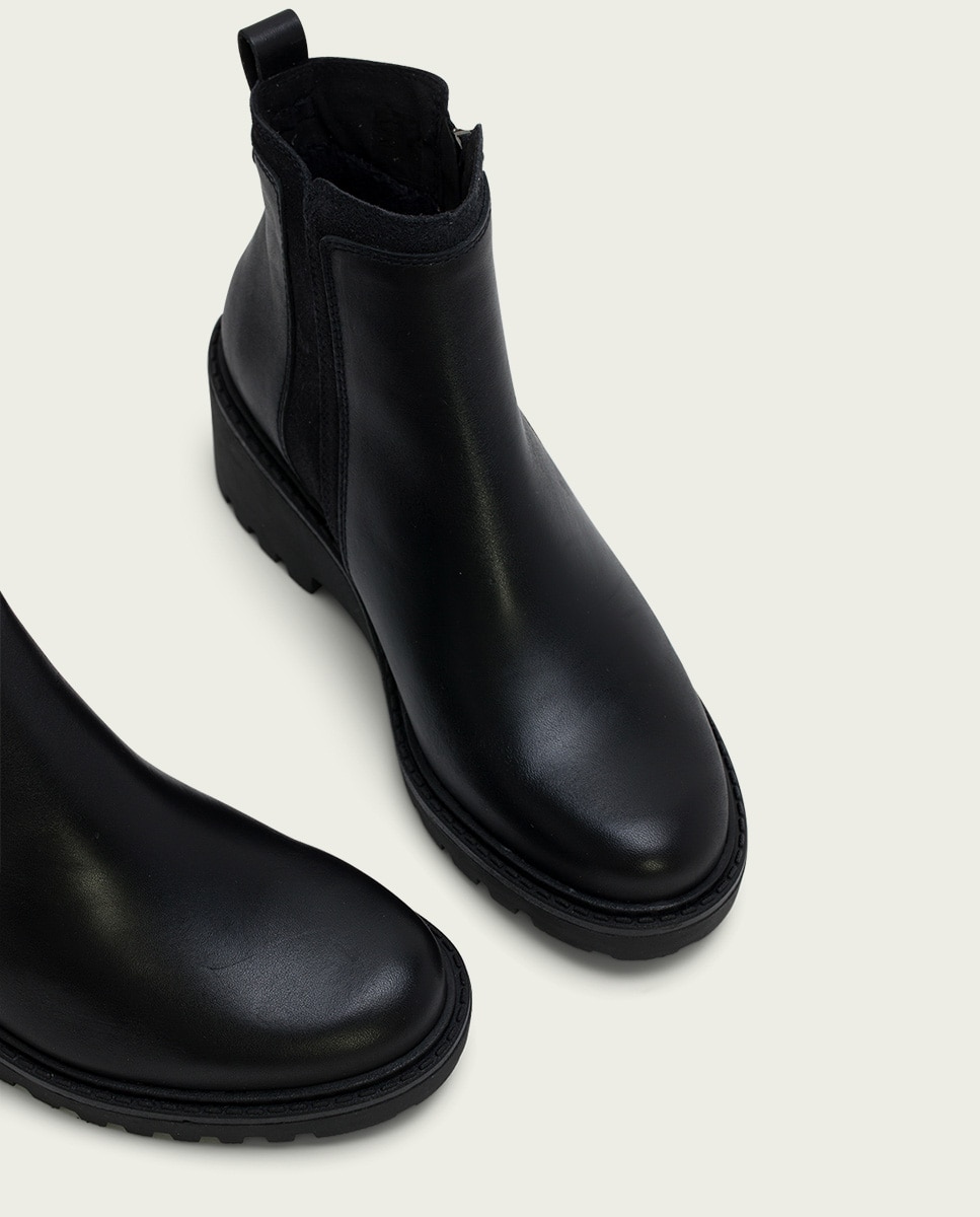 Botines de mujer de serraje con cremallera - Porronet - Negro Negro-5