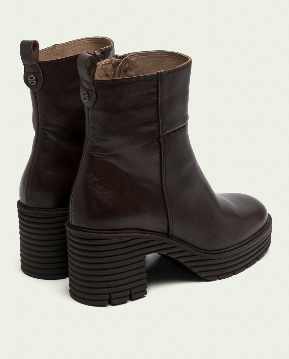 Botines con suela track de mujer de piel con cremallera - Porronet - Moka Moka-2