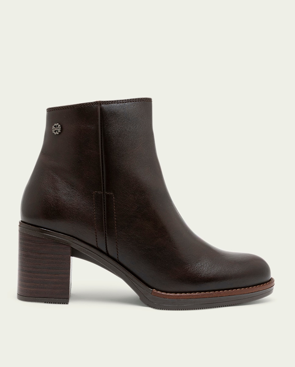 Botines de mujer de piel con cremallera - Porronet - Moka Moka-1