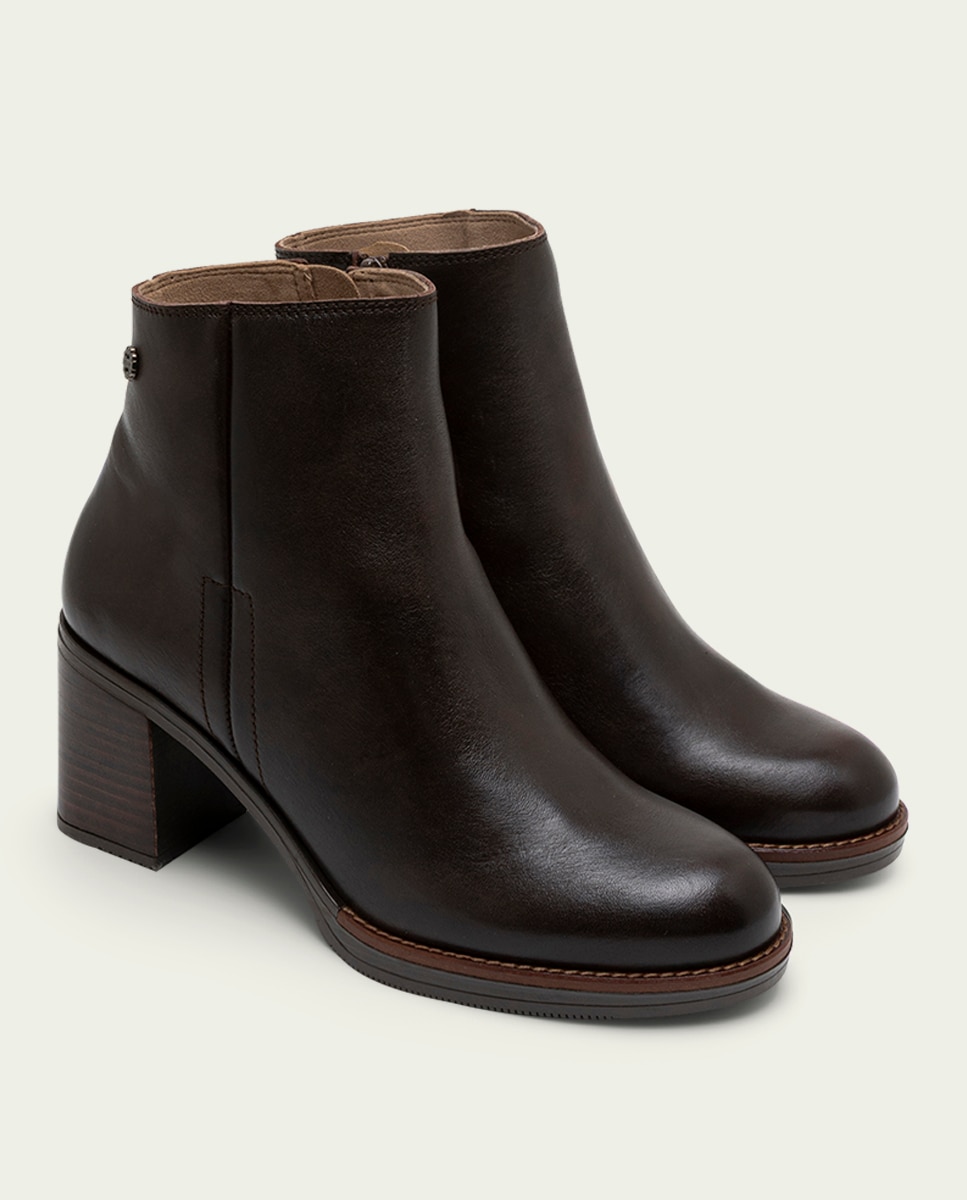 Botines de mujer de piel con cremallera - Porronet - Moka Moka-3