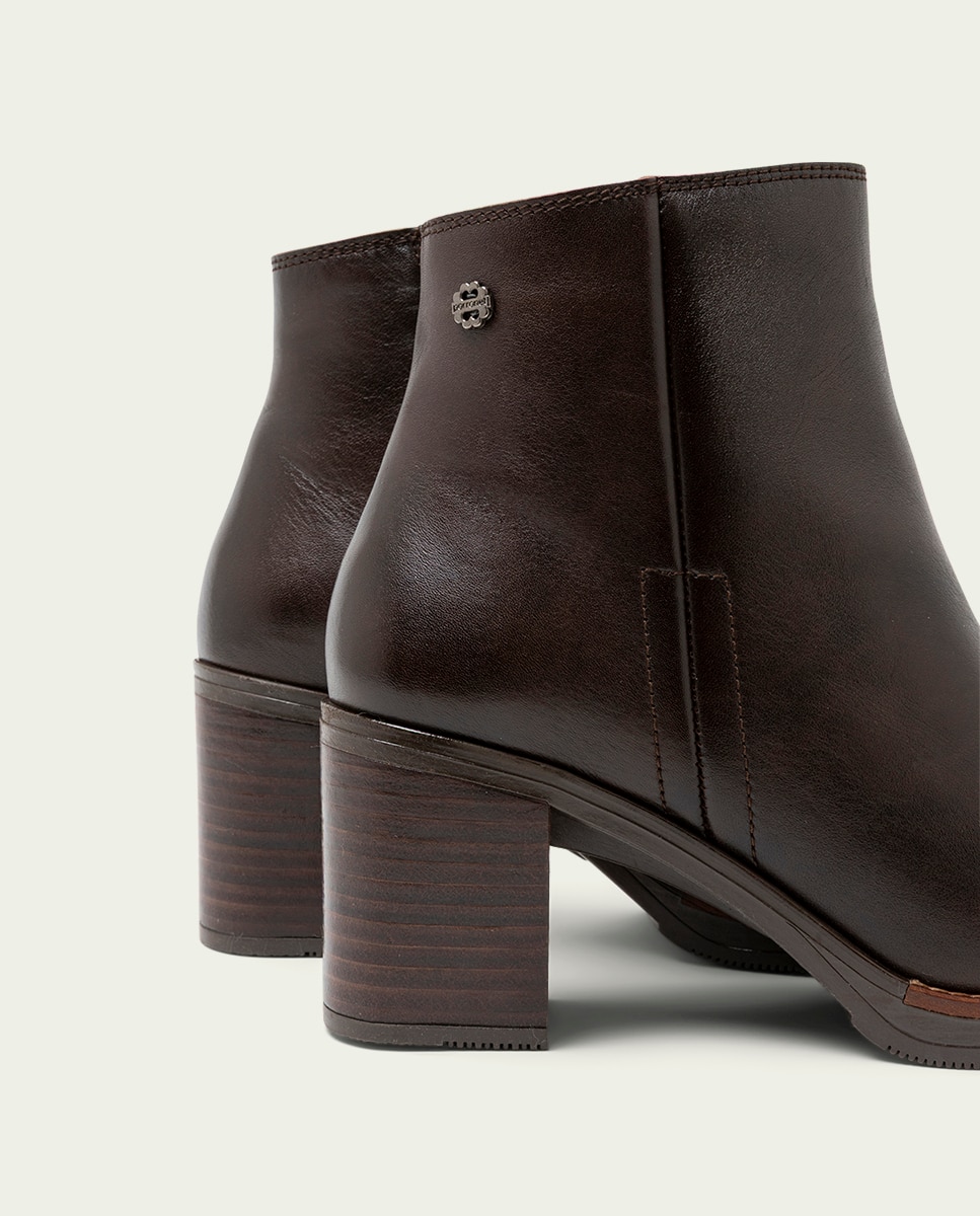 Botines de mujer de piel con cremallera - Porronet - Moka Moka-5