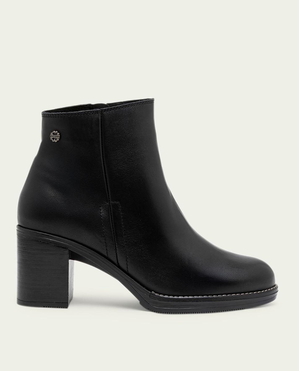 Botines de mujer de piel con cremallera - Porronet - Negro Negro-1