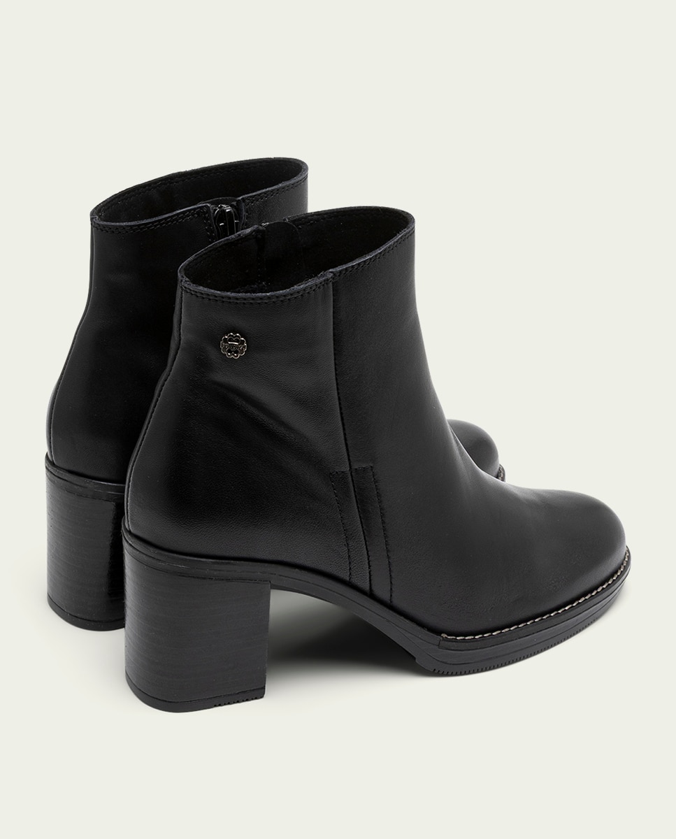 Botines de mujer de piel con cremallera - Porronet - Negro Negro-2