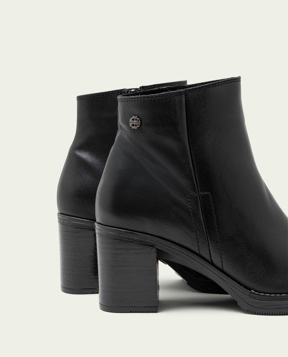 Botines de mujer de piel con cremallera - Porronet - Negro Negro-5