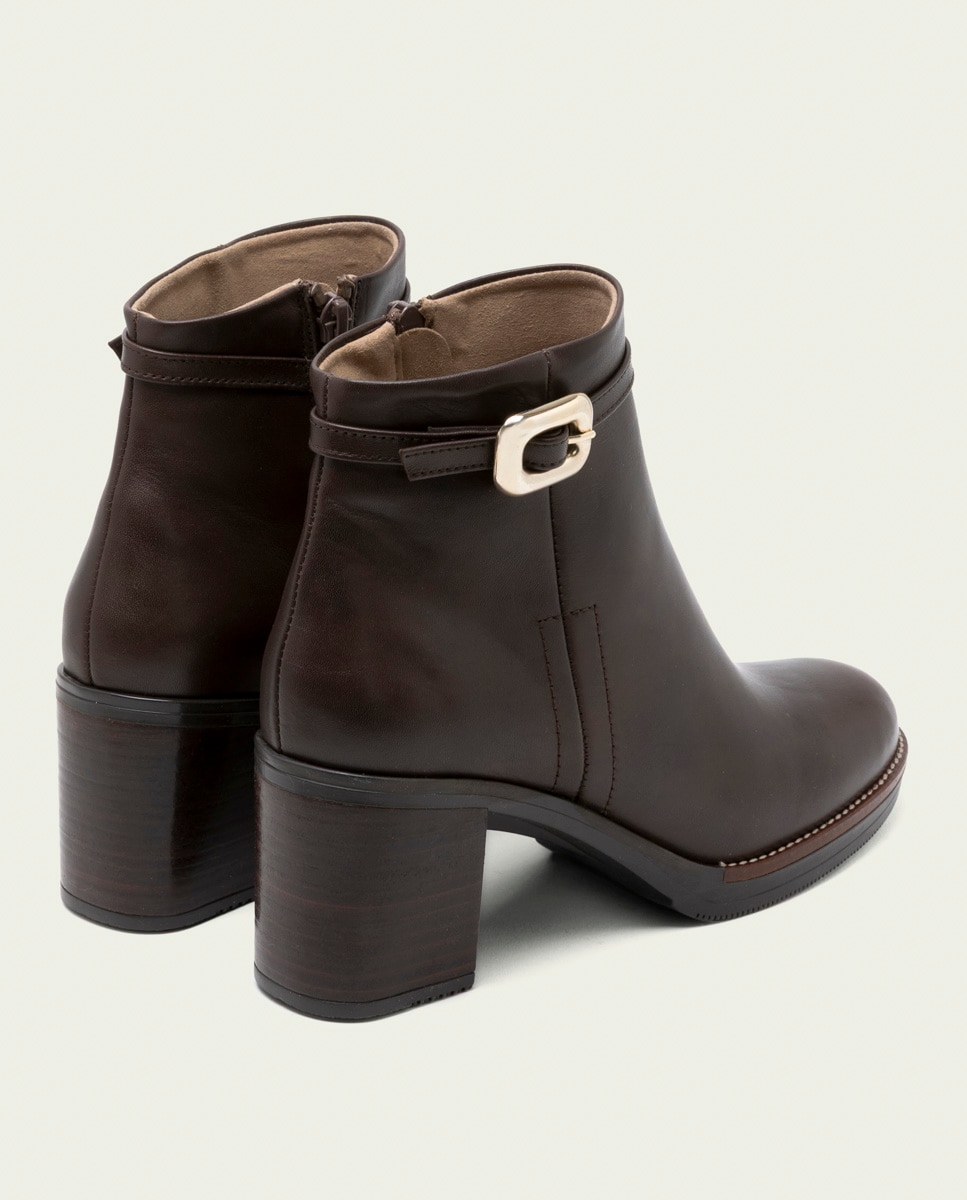 Botines de mujer de piel con adorno y cremallera - Porronet - Moka Moka-2