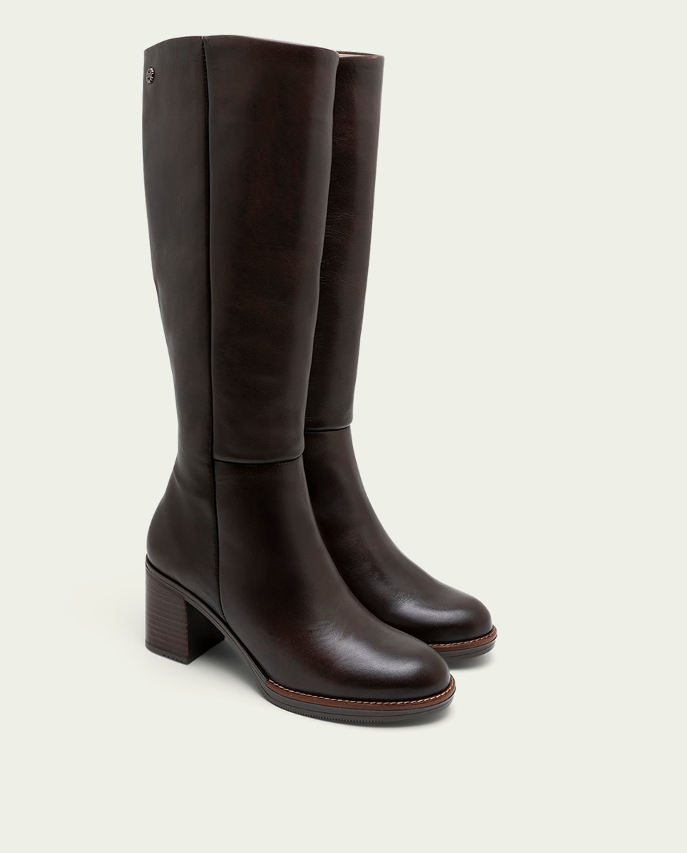Bota de mujer de piel con cremallera - Porronet - Moka Moka-2