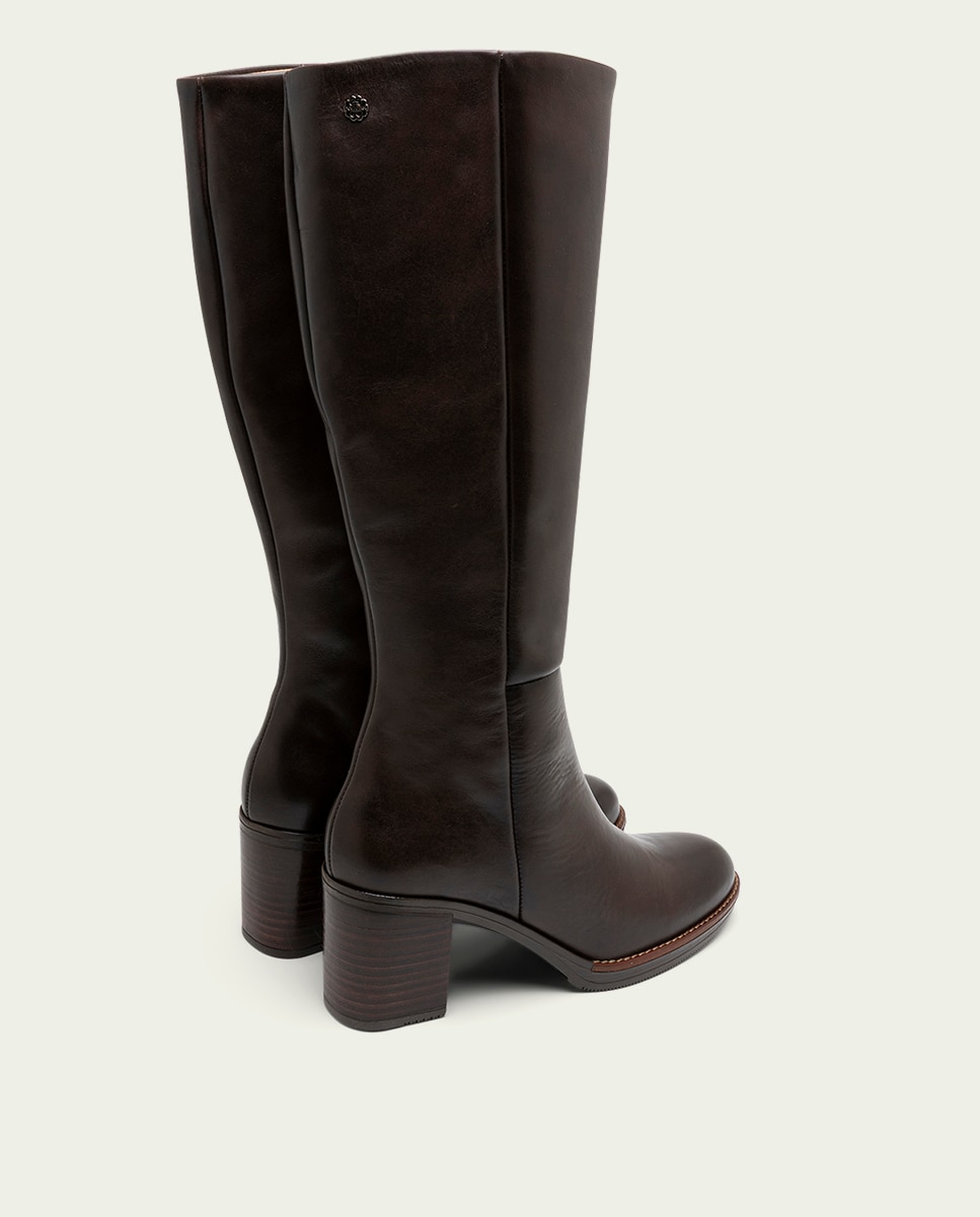Bota de mujer de piel con cremallera - Porronet - Moka Moka-3