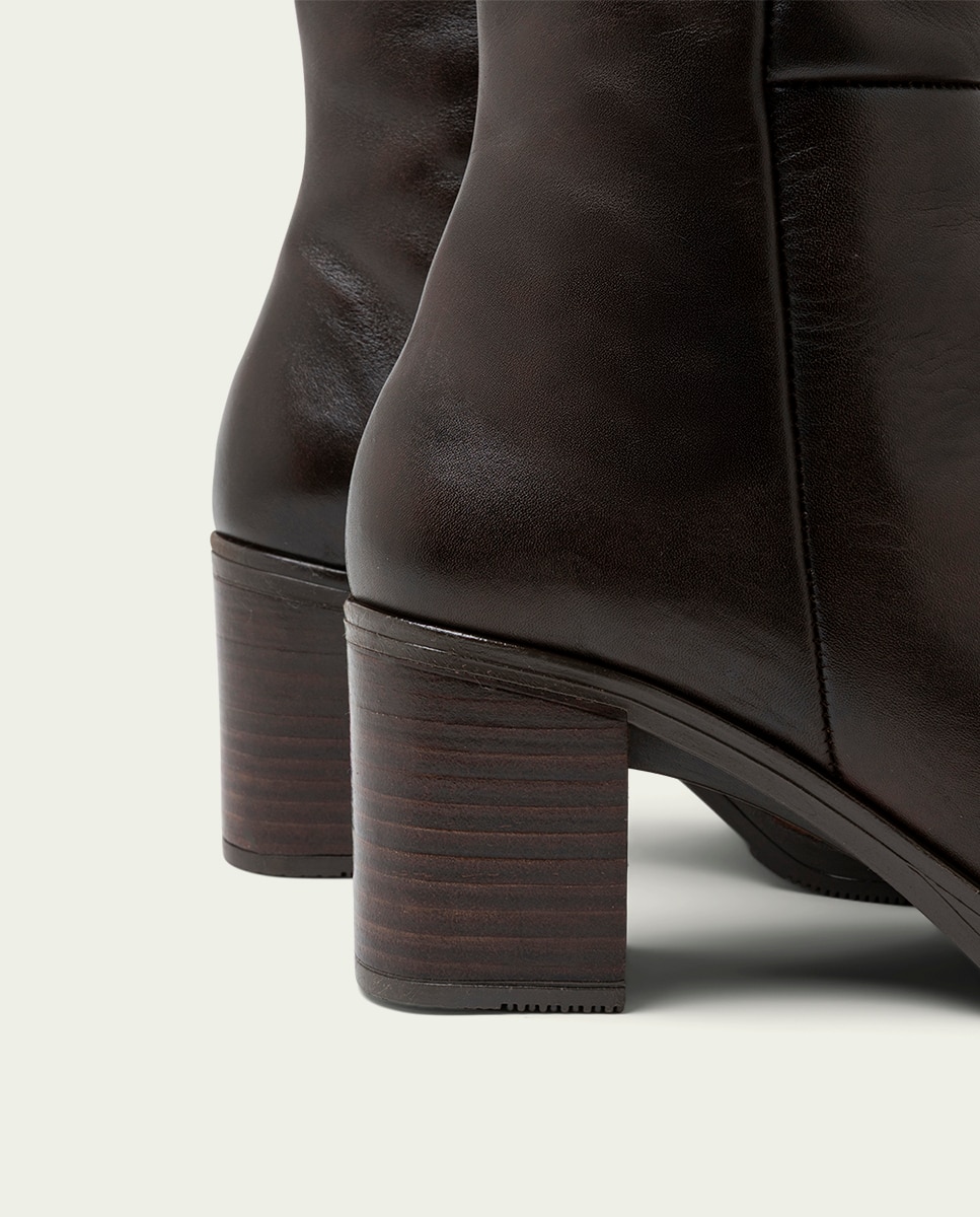 Bota de mujer de piel con cremallera - Porronet - Moka Moka-4