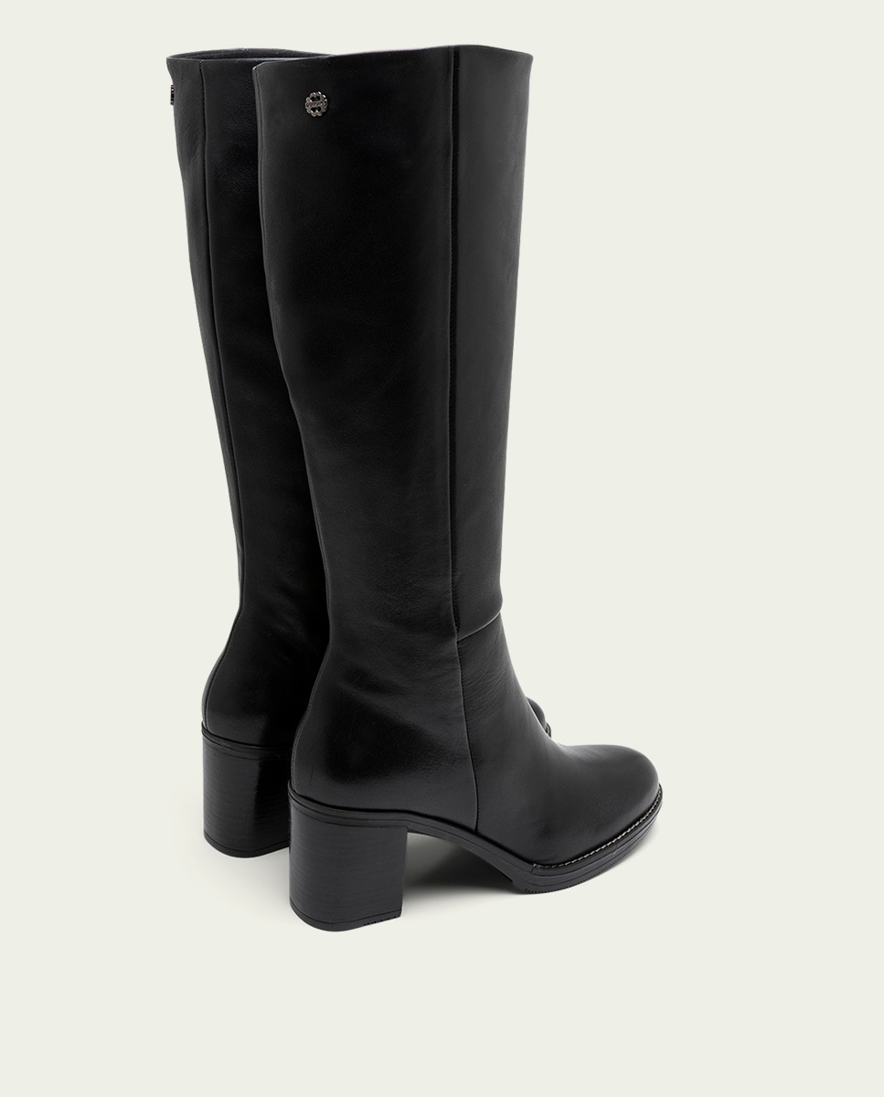 Bota de mujer de piel con cremallera - Porronet - Negro Negro-3