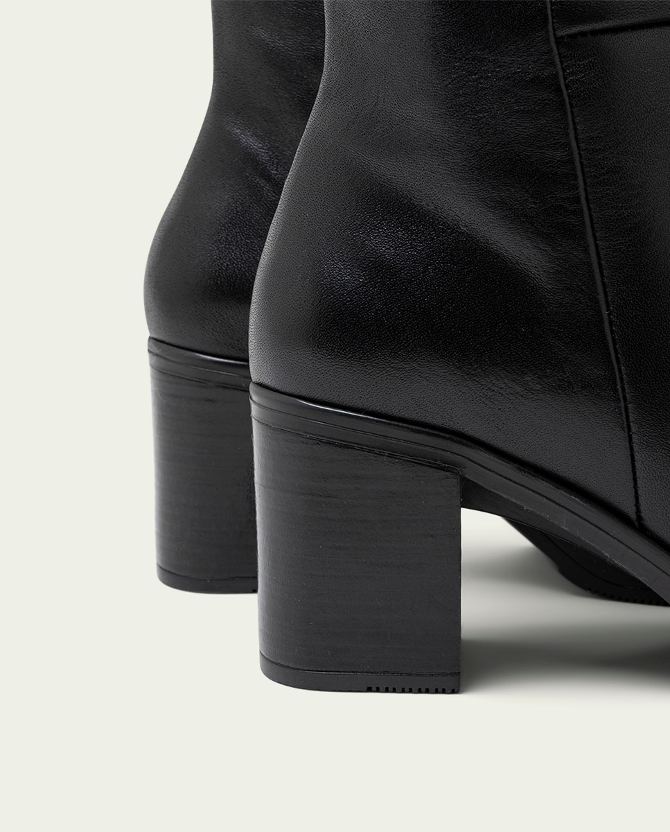 Bota de mujer de piel con cremallera - Porronet - Negro Negro-4