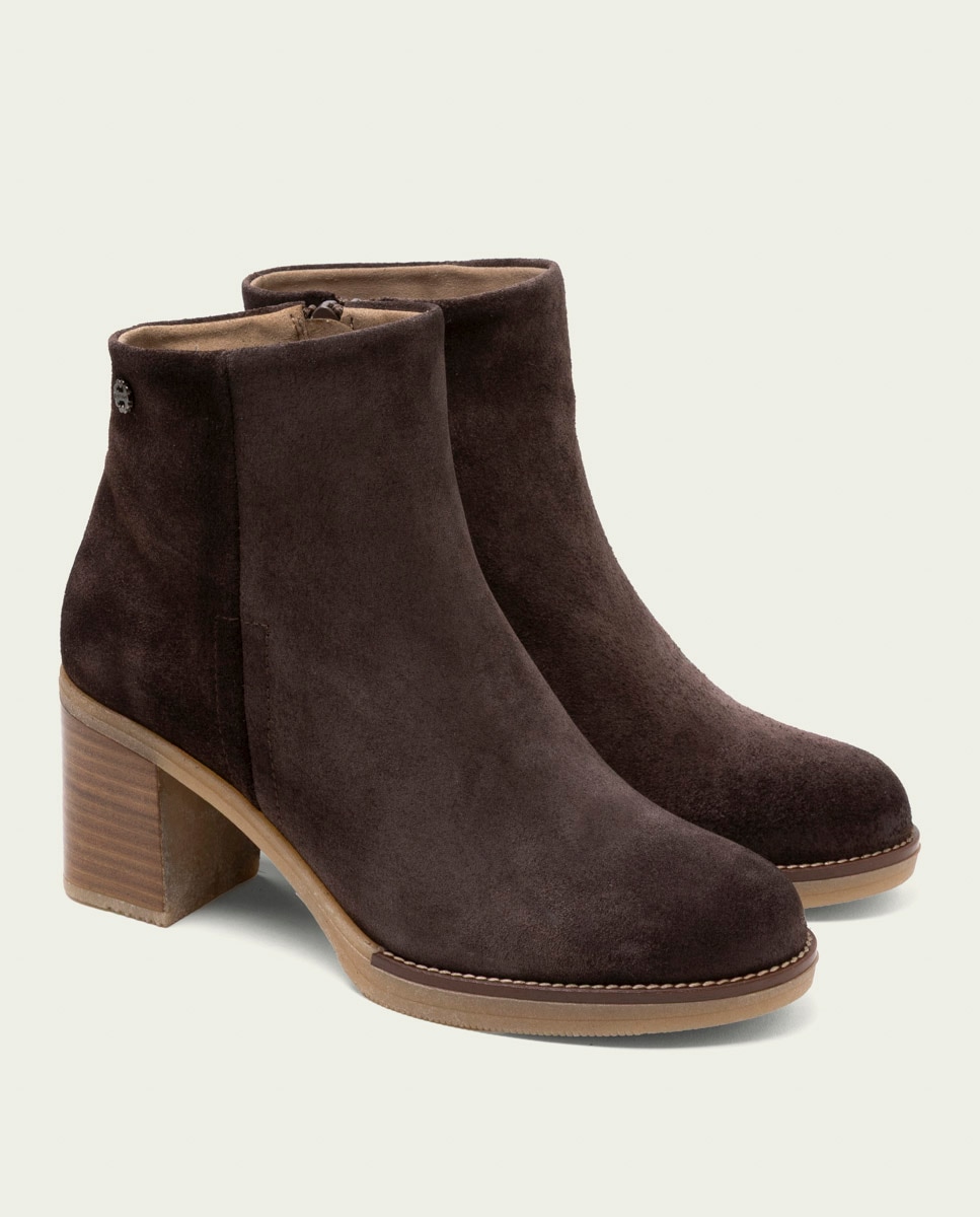 Botines de mujer de piel con cremallera - Porronet - Moka Moka-3