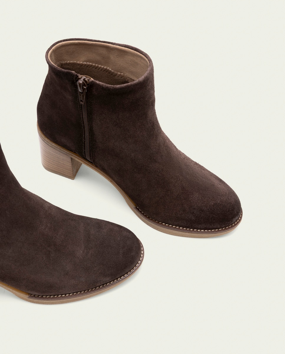 Botines de mujer de piel con cremallera - Porronet - Moka Moka-4