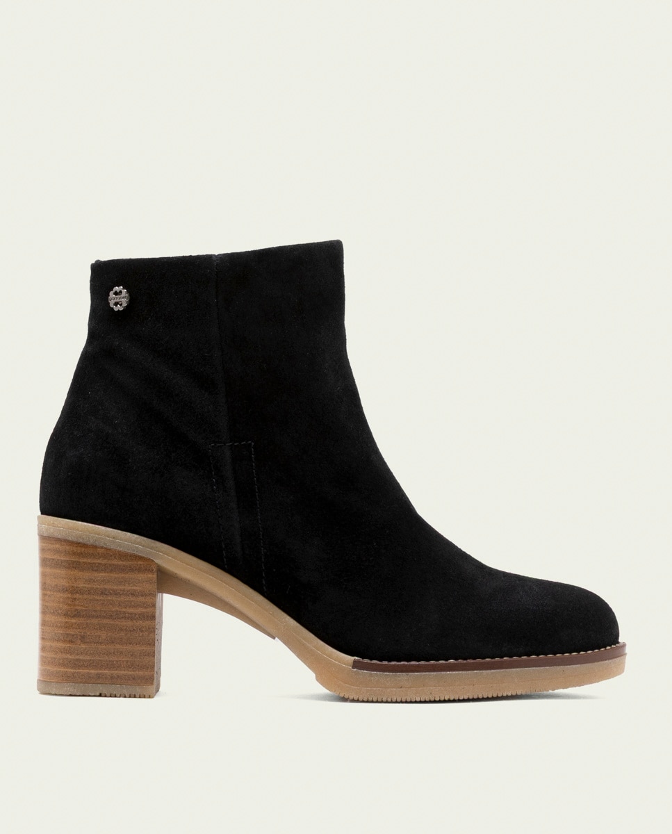 Botines de mujer de piel con cremallera - Porronet - Negro Negro-1