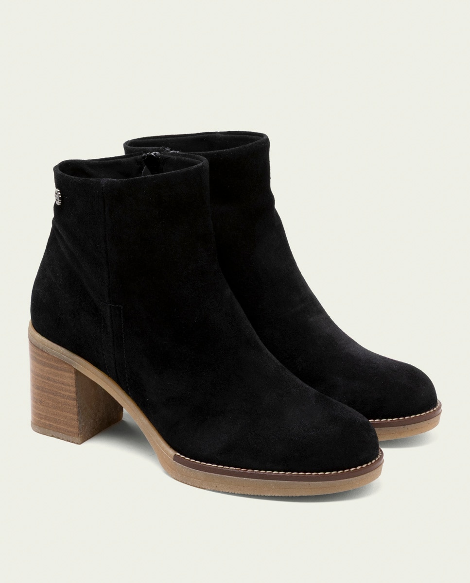 Botines de mujer de piel con cremallera - Porronet - Negro Negro-3