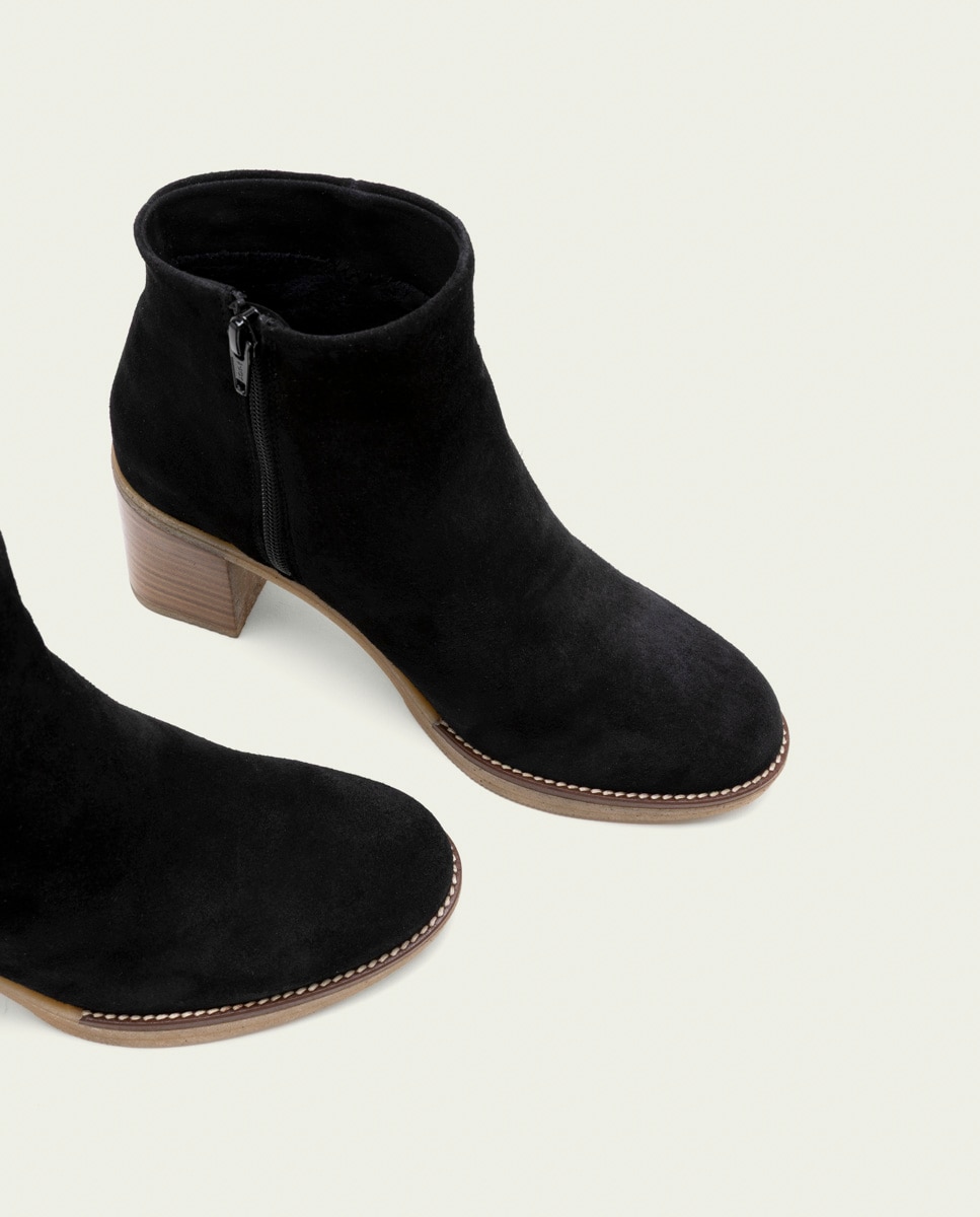 Botines de mujer de piel con cremallera - Porronet - Negro Negro-4