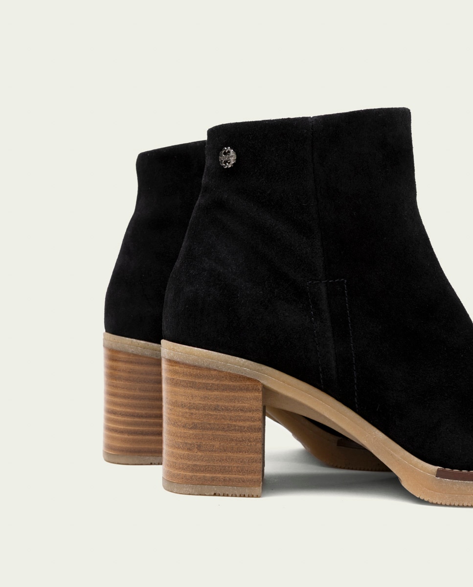 Botines de mujer de piel con cremallera - Porronet - Negro Negro-5
