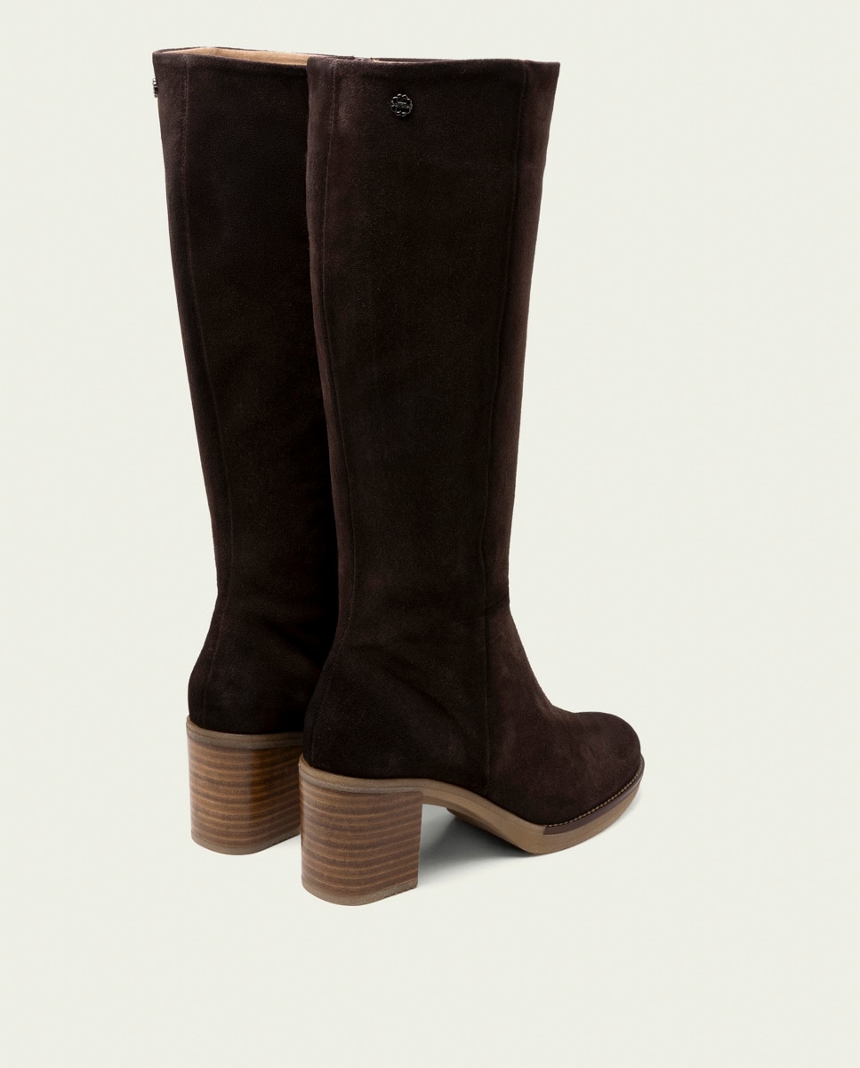 Bota de mujer de serraje con cremallera - Porronet - Moka Moka-3