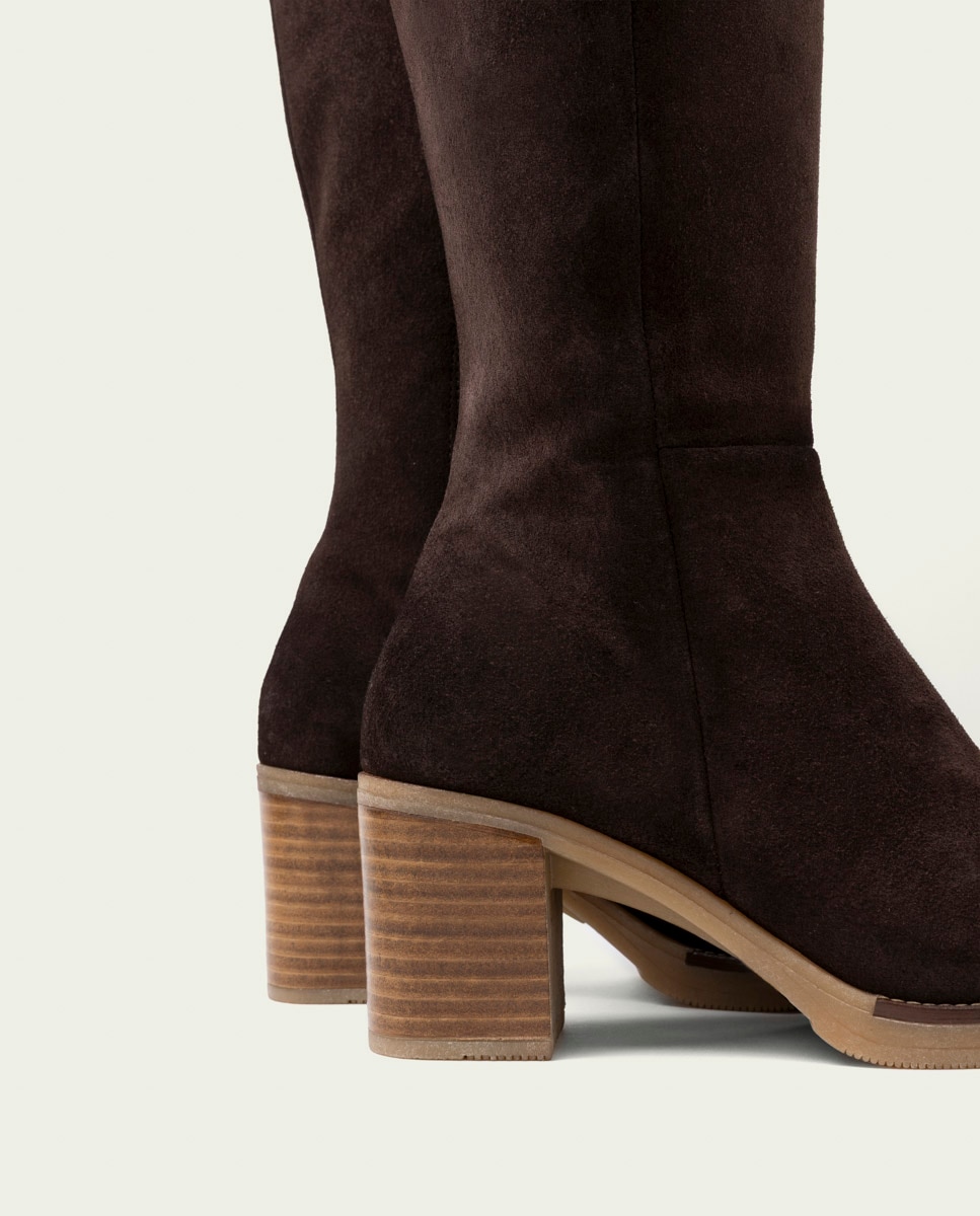 Bota de mujer de serraje con cremallera - Porronet - Moka Moka-4
