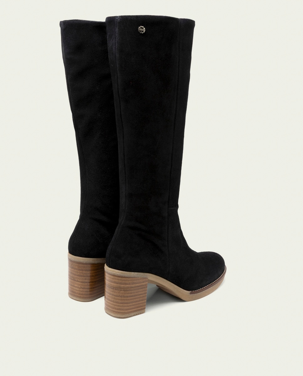 Bota de mujer de serraje con cremallera - Porronet - Negro Negro-3
