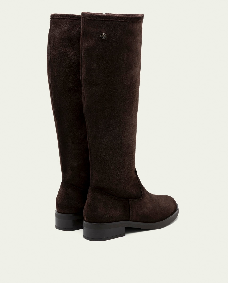 Bota alta de mujer de serraje con cremallera - Porronet - Moka Moka-3