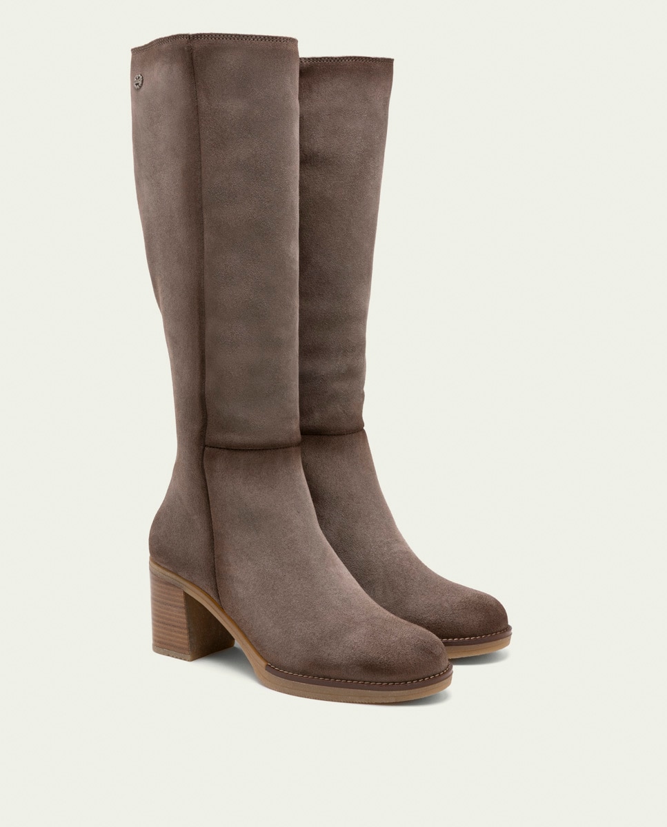 Bota de mujer de serraje con cremallera - Porronet - Gris Gris-2