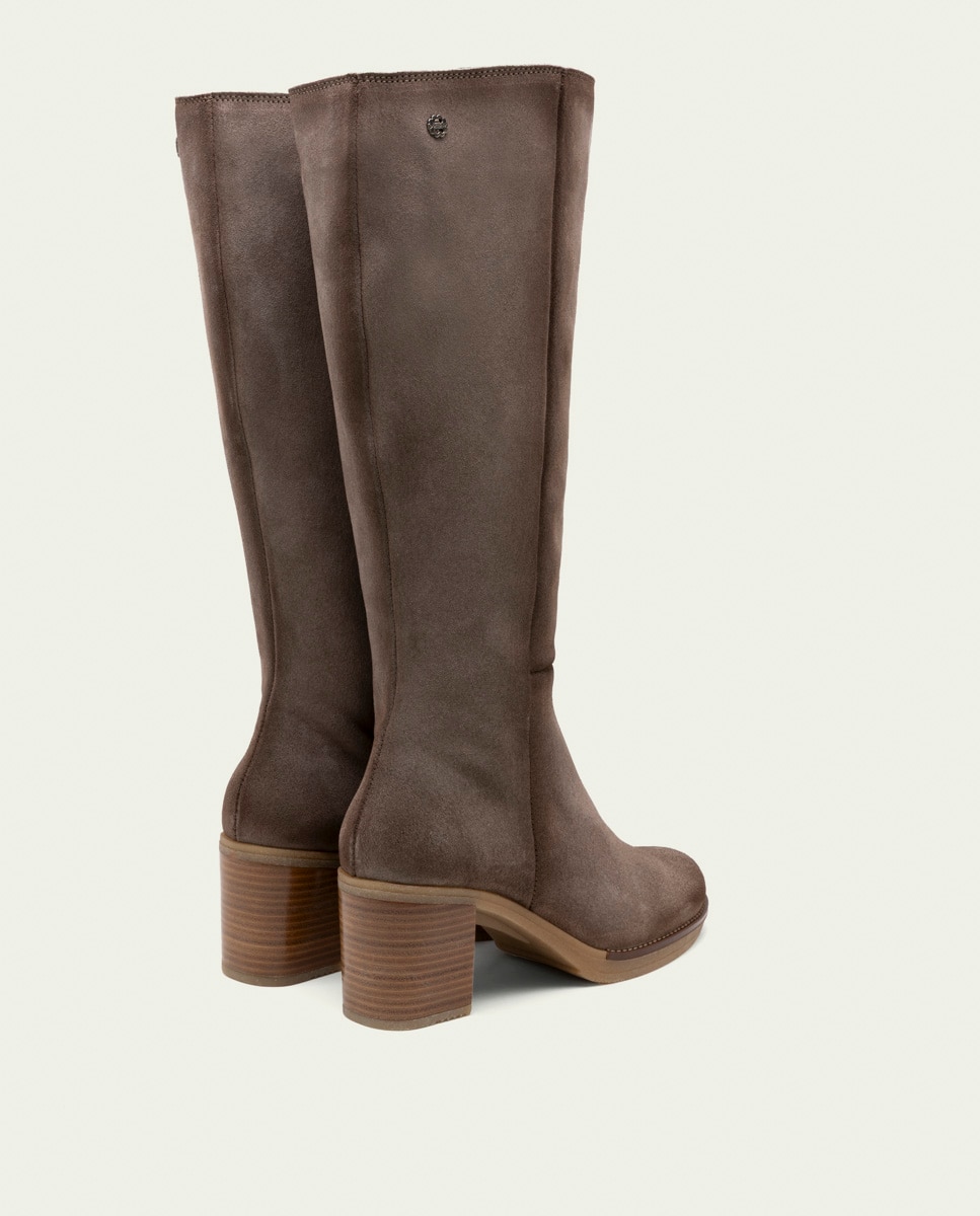 Bota de mujer de serraje con cremallera - Porronet - Gris Gris-3