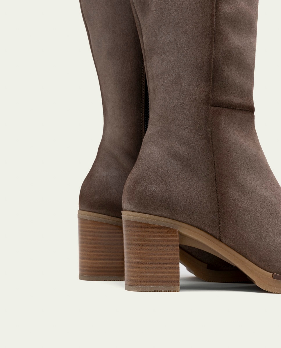 Bota de mujer de serraje con cremallera - Porronet - Gris Gris-4